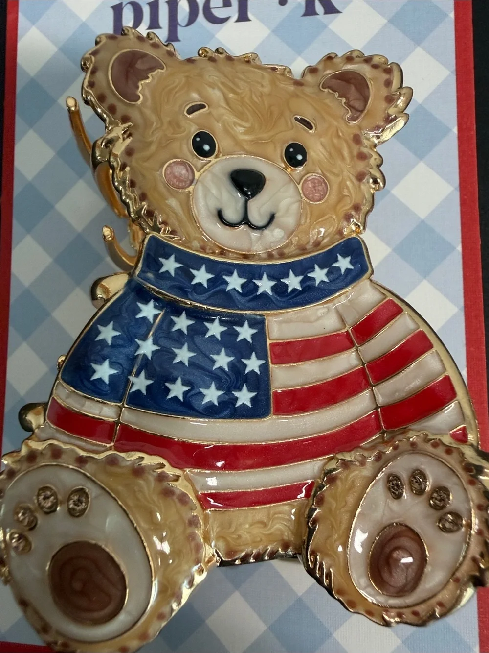 Piper K | America’s Teddy Bear 4th Of July 🧸 Hair Clip 🇺🇸